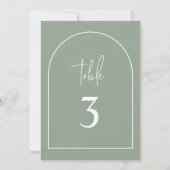 Sage Green Arch Minimal Baptism Table Number Kaart (Achterkant)
