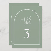 Sage Green Arch Minimal Baptism Table Number Kaart (Voorkant / Achterkant)
