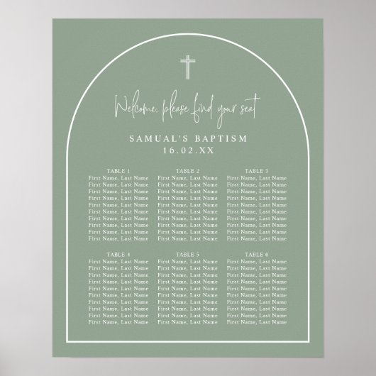 Sage Green Arch Minimalist Baptism Separation Char Poster (Voorkant)