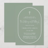 Sage Green Arch Modern Joint Christening Birthday Kaart (Voorkant / Achterkant)