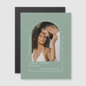 Sage Green Arch Photo Save Our Date Magnetic Kaart (Voorkant / Achterkant)