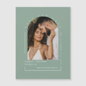 Sage Green Arch Photo Save Our Date Magnetic Kaart (Voorkant)