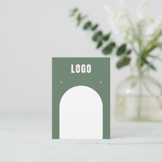 Sage Green Arch Voeg Logo juwelen oorsparing toe Visitekaartje (Staand voorkant)