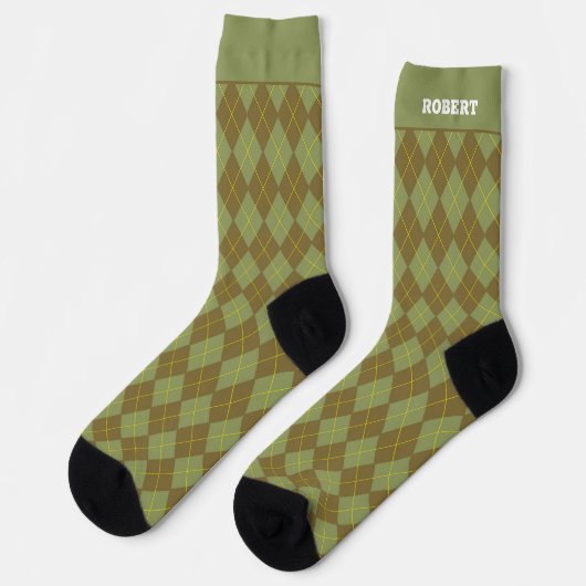 Sage Green Argyle-patroon Sokken (Links)