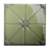 Sage Green Art Deco  Ceramic Tile Tegeltje (Voorkant)