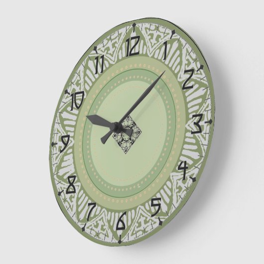 Sage Green Art Deco Grote Klok (Hoek)