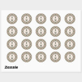 Sage Green Art Deco Monogram Wedding Sticker (Vel)