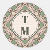 Sage Green Art Deco Monogram Wedding Sticker (Voorkant)