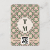 Sage Green Art Deco Wedding Details QR Code Card Informatiekaartje (Achterkant)