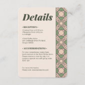 Sage Green Art Deco Wedding Details QR Code Card Informatiekaartje (Voorkant)