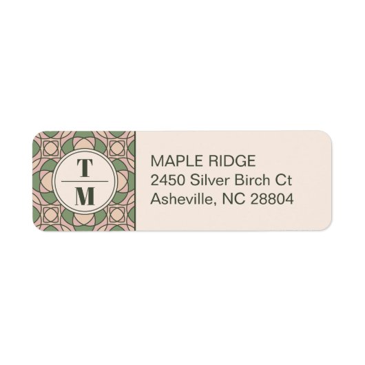 Sage Green Art Deco Wedding Return Address Label (Voorkant)