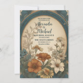 Sage Green Art Nouveau Alphonse Mucha Wedding Kaart (Voorkant)