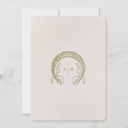 Sage Green Art Nouveau Alphonse Mucha Wedding Kaart (Achterkant)