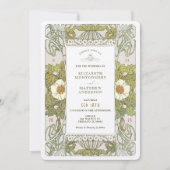 Sage Green Art Nouveau Alphonse Mucha Wedding Kaart (Voorkant)