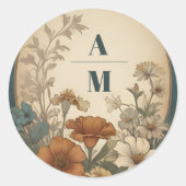 Sage Green Art Nouveau Alphonse Mucha Wedding Ronde Sticker (Voorkant)