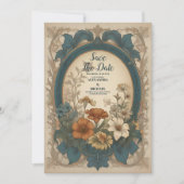 Sage Green Art Nouveau Alphonse Mucha Wedding Save The Date (Voorkant)