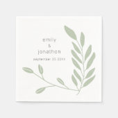 Sage Green Artsy laat namen datum bruiloft servett Servet (Voorkant)
