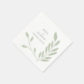 Sage Green Artsy laat namen datum bruiloft servett Servet (Hoek)