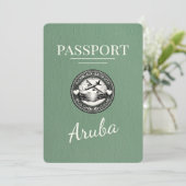 Sage Green Aruba Passport Bewaar de datum Save The Date (Staand voorkant)