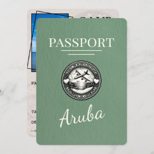 Sage Green Aruba Passport Bewaar de datum Save The Date