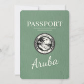 Sage Green Aruba Passport Uitnodiging voor het Huw (Achterkant)