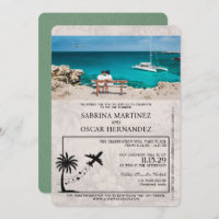 Sage Green Aruba Passport Uitnodiging voor het Huw