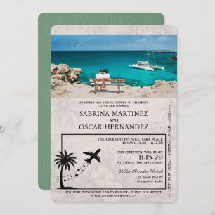 Sage Green Aruba Passport Uitnodiging voor het Huw