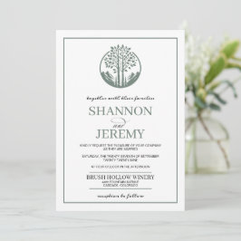 Sage Green Aspen Tree Wedding Kaart