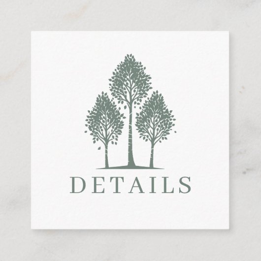 Sage Green Aspen Tree Wedding QR Informatiekaartje (Achterkant)