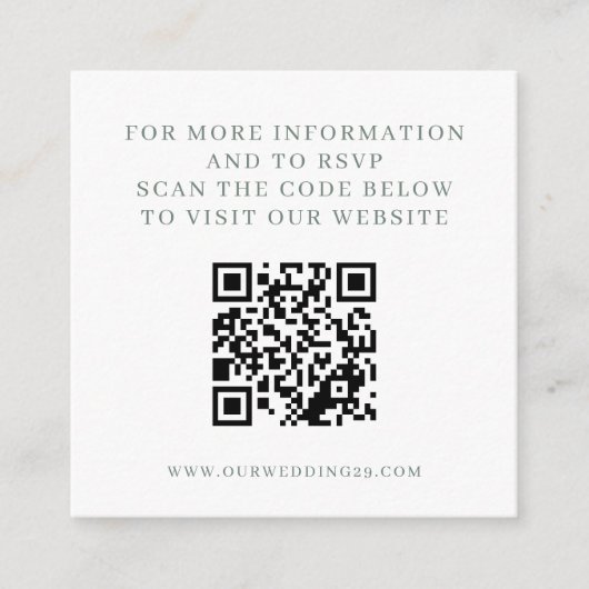 Sage Green Aspen Tree Wedding QR Informatiekaartje (Voorkant)
