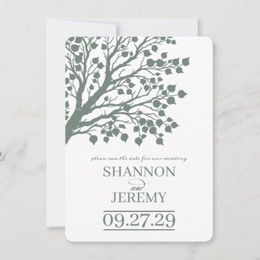 Sage Green Aspen Tree Wedding Save The Date (Voorkant)