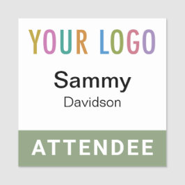 Sage Green Attendee Badge 2x2 Naam Pin Event Logo