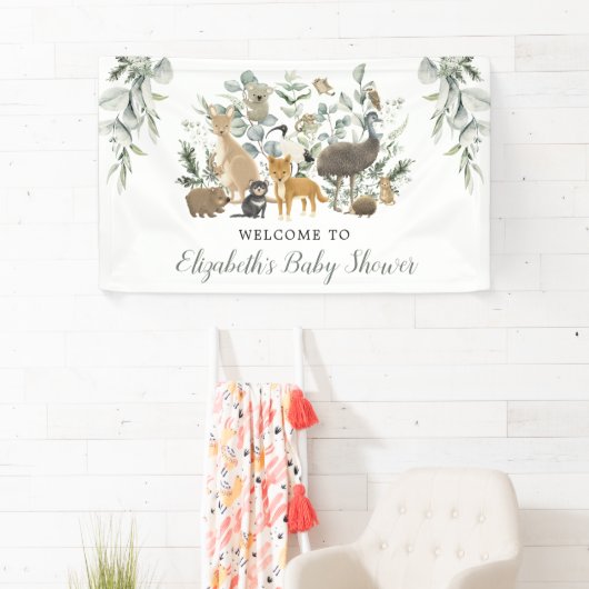 Sage Green Australian Animals Neutral Baby Welcome Spandoek (Insitu)
