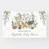 Sage Green Australian Animals Neutral Baby Welcome Spandoek (Horizontaal)