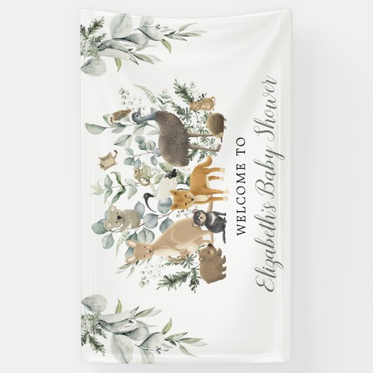 Sage Green Australian Animals Neutral Baby Welcome Spandoek (Verticaal)