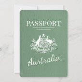 Sage Green Australië Passport Wedding Kaart (Achterkant)