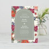 Sage Green Autumn Bold Boho Retro Wedding Kaart (Staand voorkant)