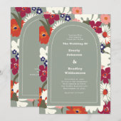 Sage Green Autumn Bold Boho Retro Wedding Kaart (Voorkant / Achterkant)