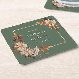 Sage Green Autumn Paper-Onderzetter Kartonnen Onderzetters