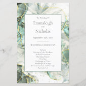 Sage Green Aventurijn Crystal Wedding Programma's (Voorkant)