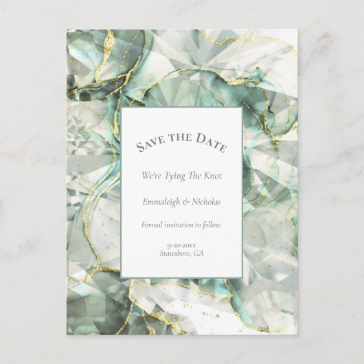 Sage Green Aventurine Crystal Bewaar de datum Briefkaart (Voorkant)