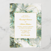 Sage Green Aventurine Crystal Wedding Folie Uitnodiging (Voorkant)