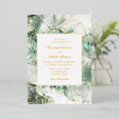 Sage Green Aventurine Crystal Wedding Folie Uitnodiging (Staand Voorkant)