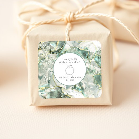 Sage Green Aventurine Crystal Wedding Vierkante Sticker