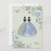 Sage Green Baby Blauw Bloemen Tweeling Goud Quince Kaart (Achterkant)