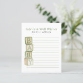 Sage Green Baby Blocks Advice & Well Wishes Card (Staand voorkant)