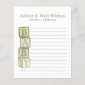 Sage Green Baby Blocks Advice & Well Wishes Card (Voorkant)