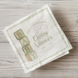 Sage Green Baby Blocks Baby Shower Napkins Servet