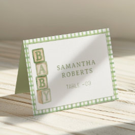 Sage Green Baby Blocks Editable Tent Cards Kaart