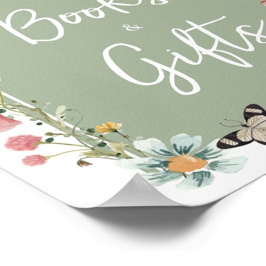 Sage Green Baby Bloom Baby Showboeken en geschenke Poster (Hoek)